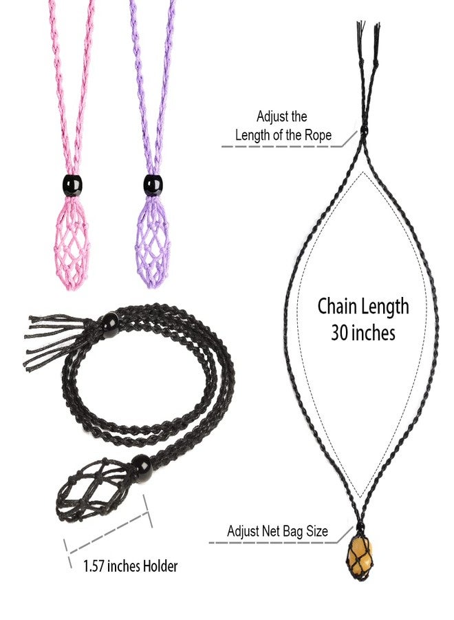 Weryerker 12-Piece Crystal Stone Cord Holder - Rope Hand-Woven Cord with Adjustable DIY Bracelet & Necklace (Coffee, Purple, Pink, Black, Khaki, Beige) - Image 2